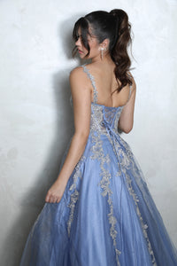 A-line Ball Gown with Gold Embroidery EK115